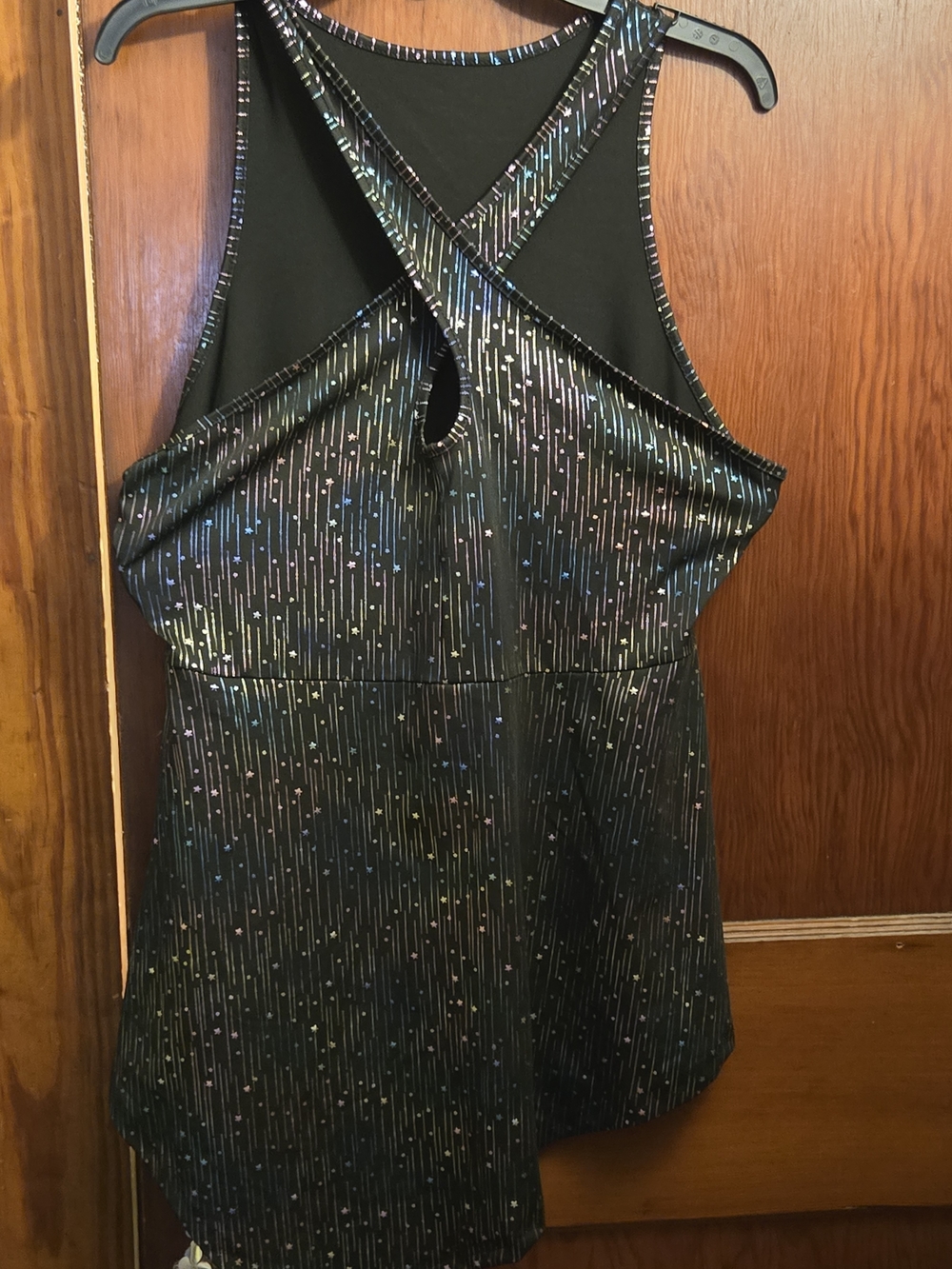 NWOT Black Sparkle Cross-FRONT Dress Shirt